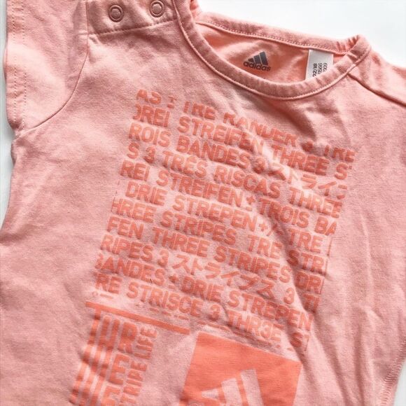 Adidas peach letter print t-shirt EUC 12 months - Picture 2 of 4